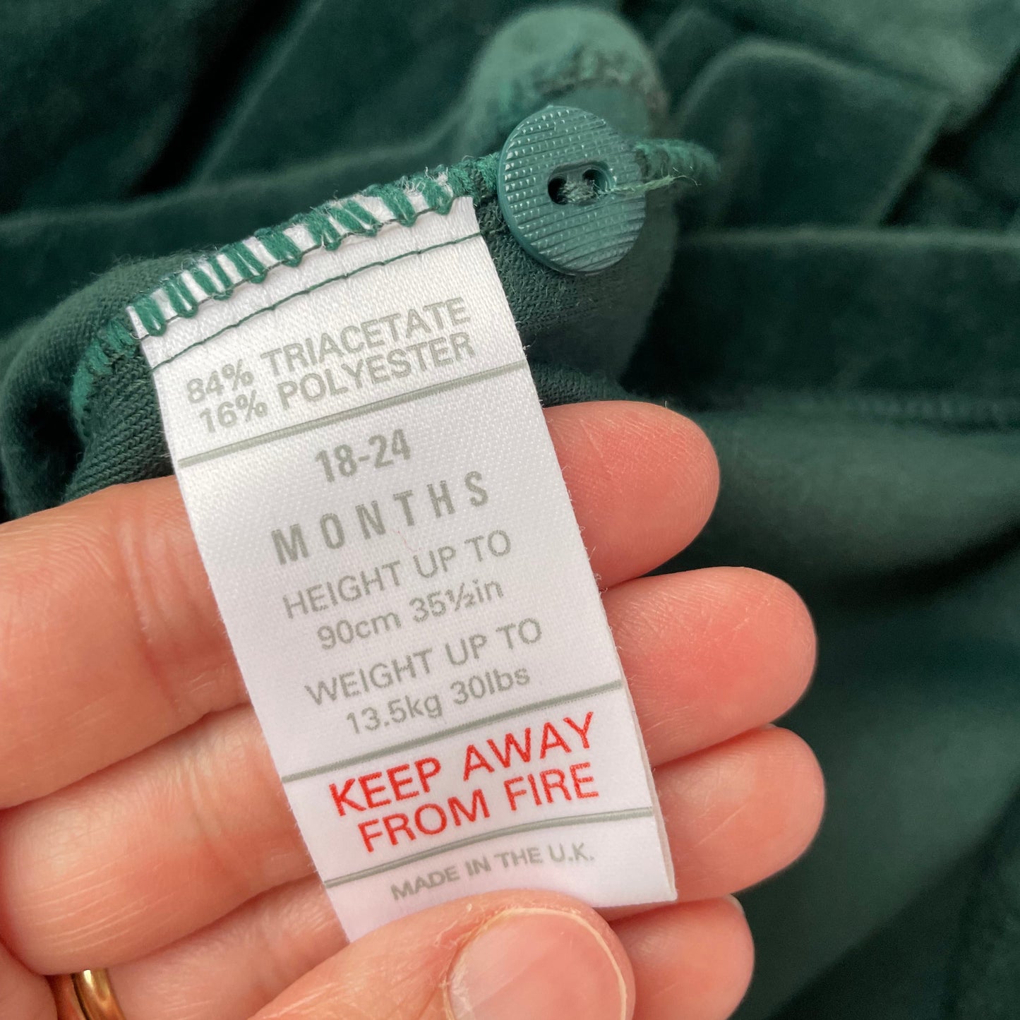 18-24M Vintage green velvet dress by Ladybird