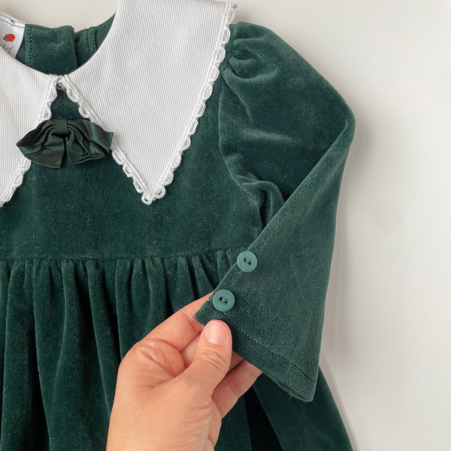 18-24M Vintage green velvet dress by Ladybird