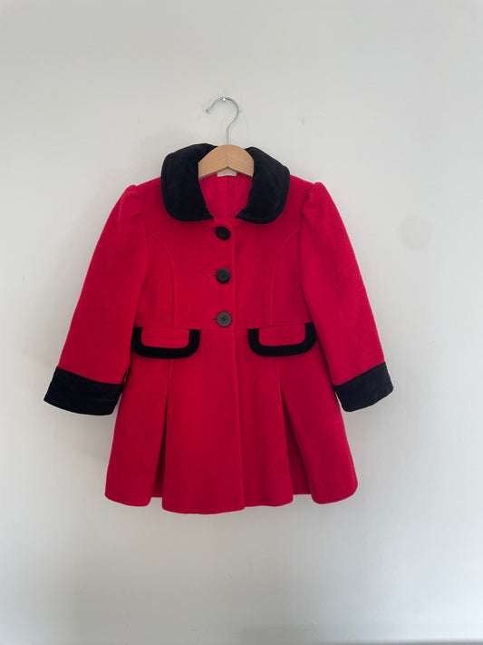 2-3Y Festive classic coat with velvet collar